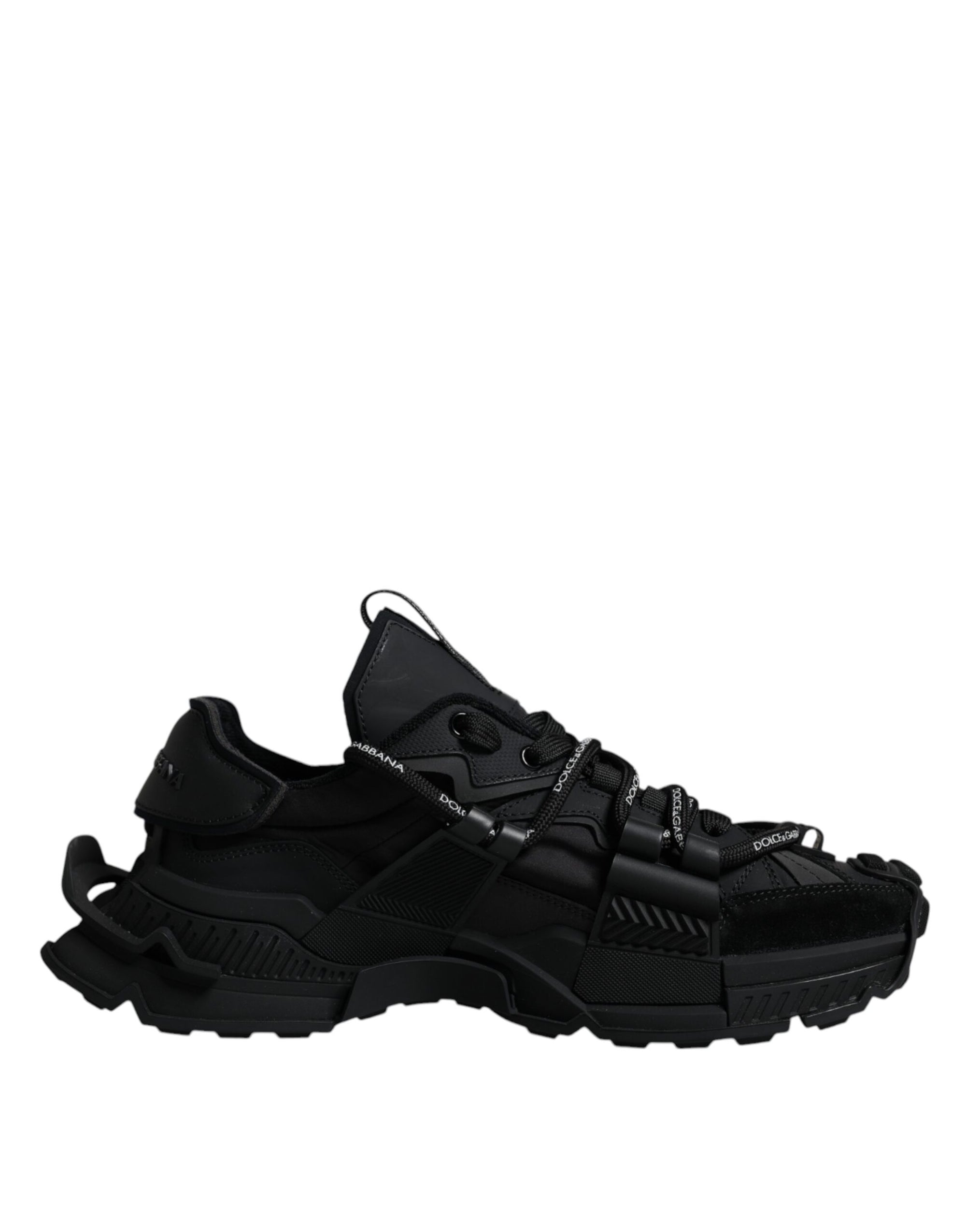 Dolce &amp; Gabbana Black Low Top Space Lace Up Sneakers Shoes