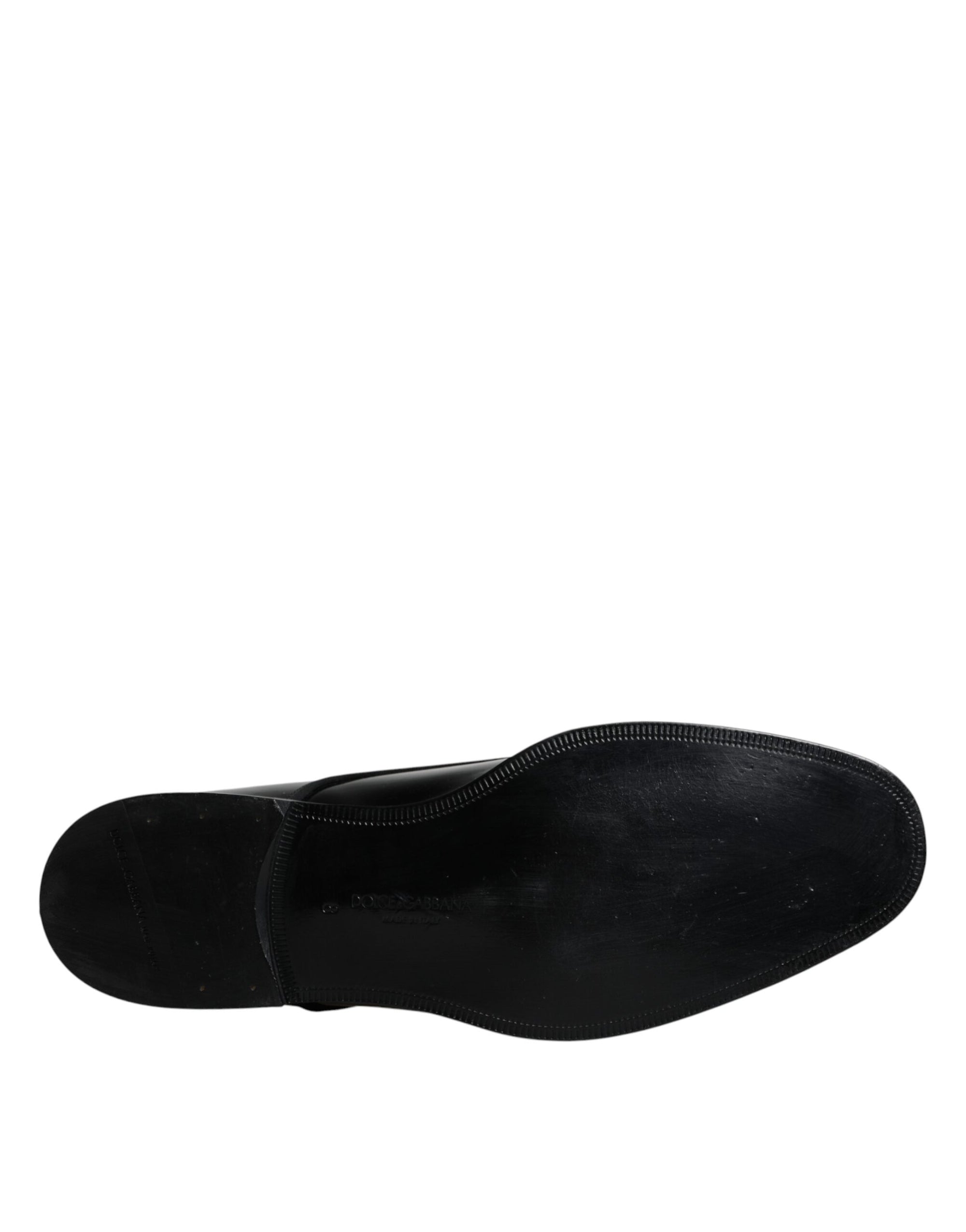 Dolce &amp; Gabbana Black Leather Lace Up Men Derby Formal Shoes