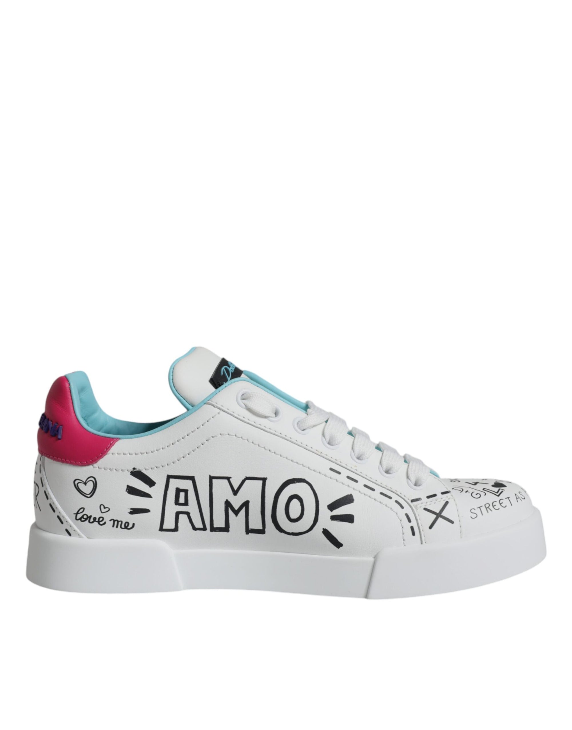 Dolce &amp; Gabbana White Portofino Leather Low Top Sneaker Shoes