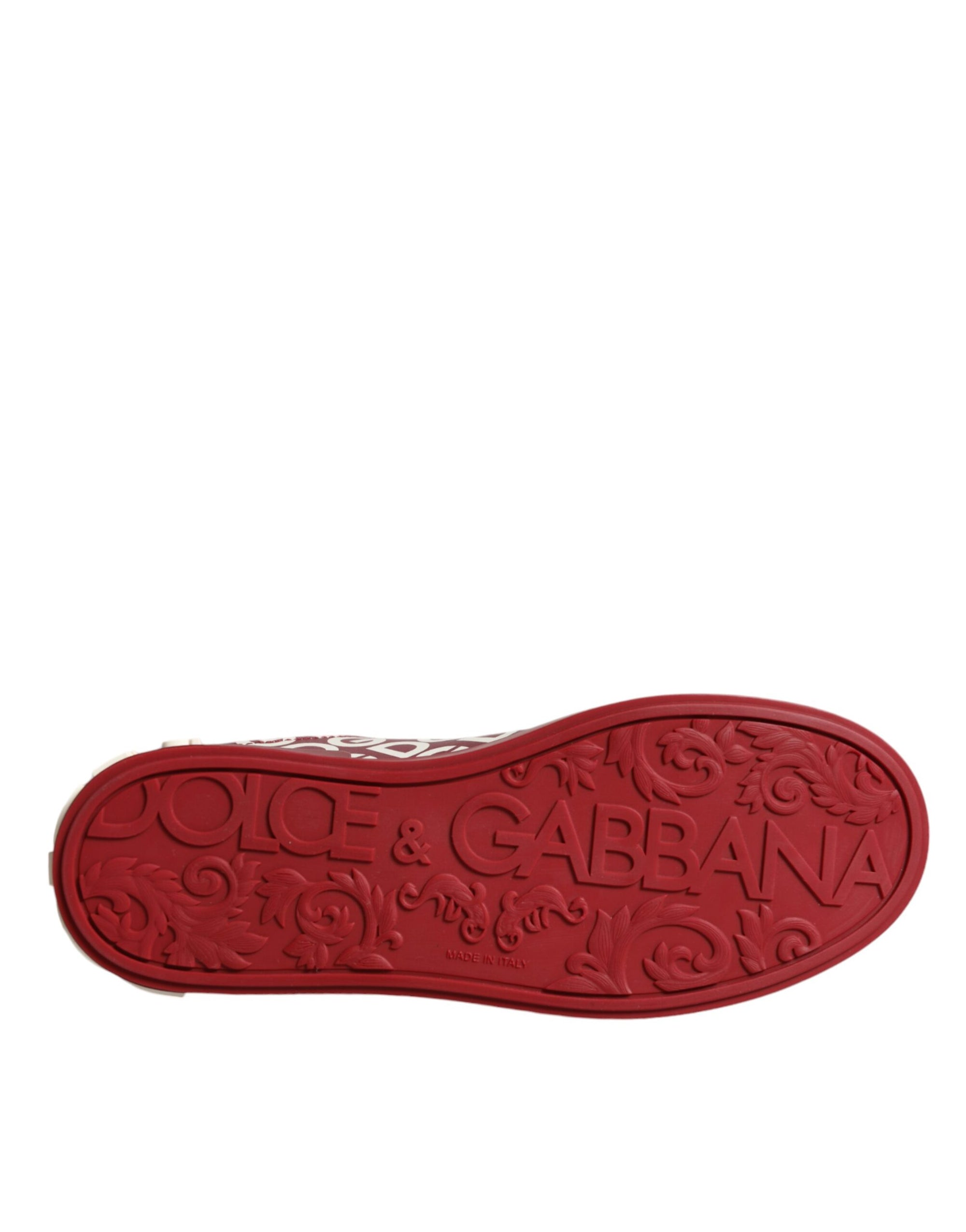 Dolce &amp; Gabbana White Red Leather DG Mania Sneakers Shoes