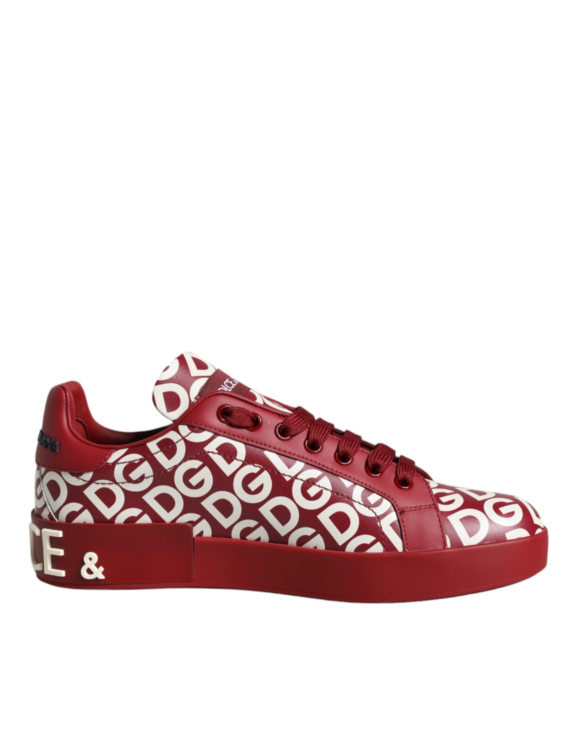 Dolce &amp; Gabbana White Red Leather DG Mania Sneakers Shoes