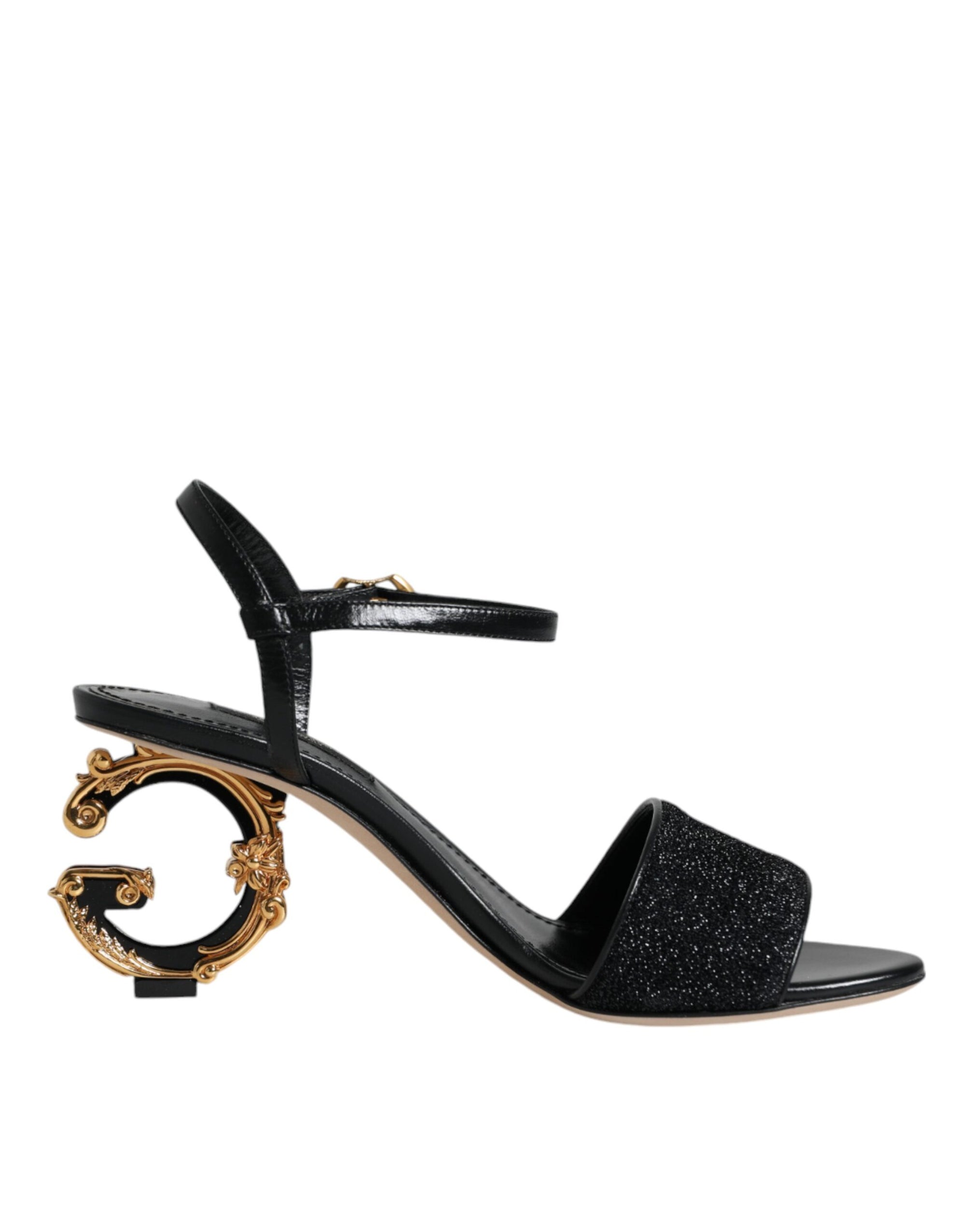 Dolce &amp; Gabbana Black KEIRA Heels Ankle Strap Sandals Shoes