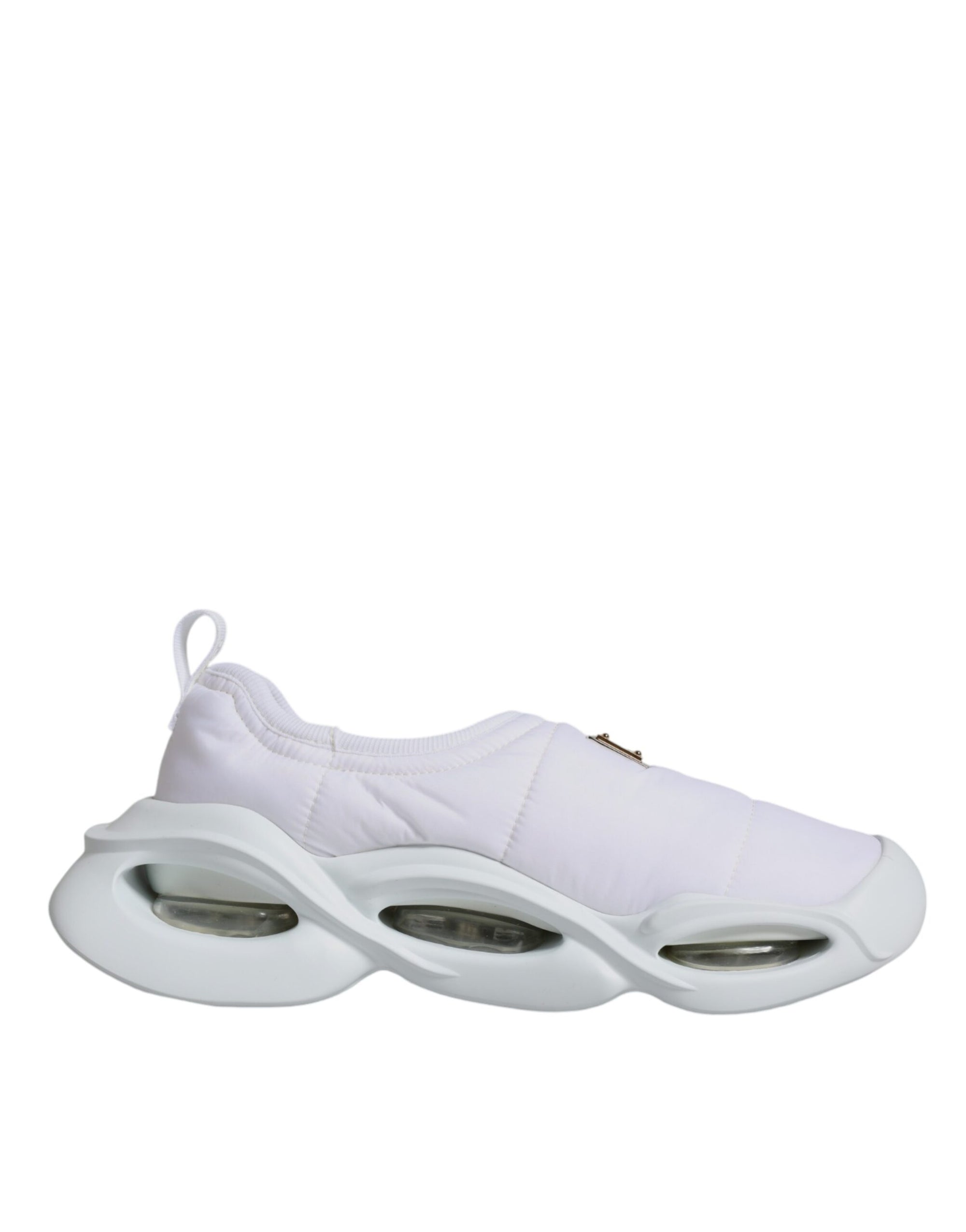 Dolce &amp; Gabbana White Padded Fabric Low Top Sneakers Shoes