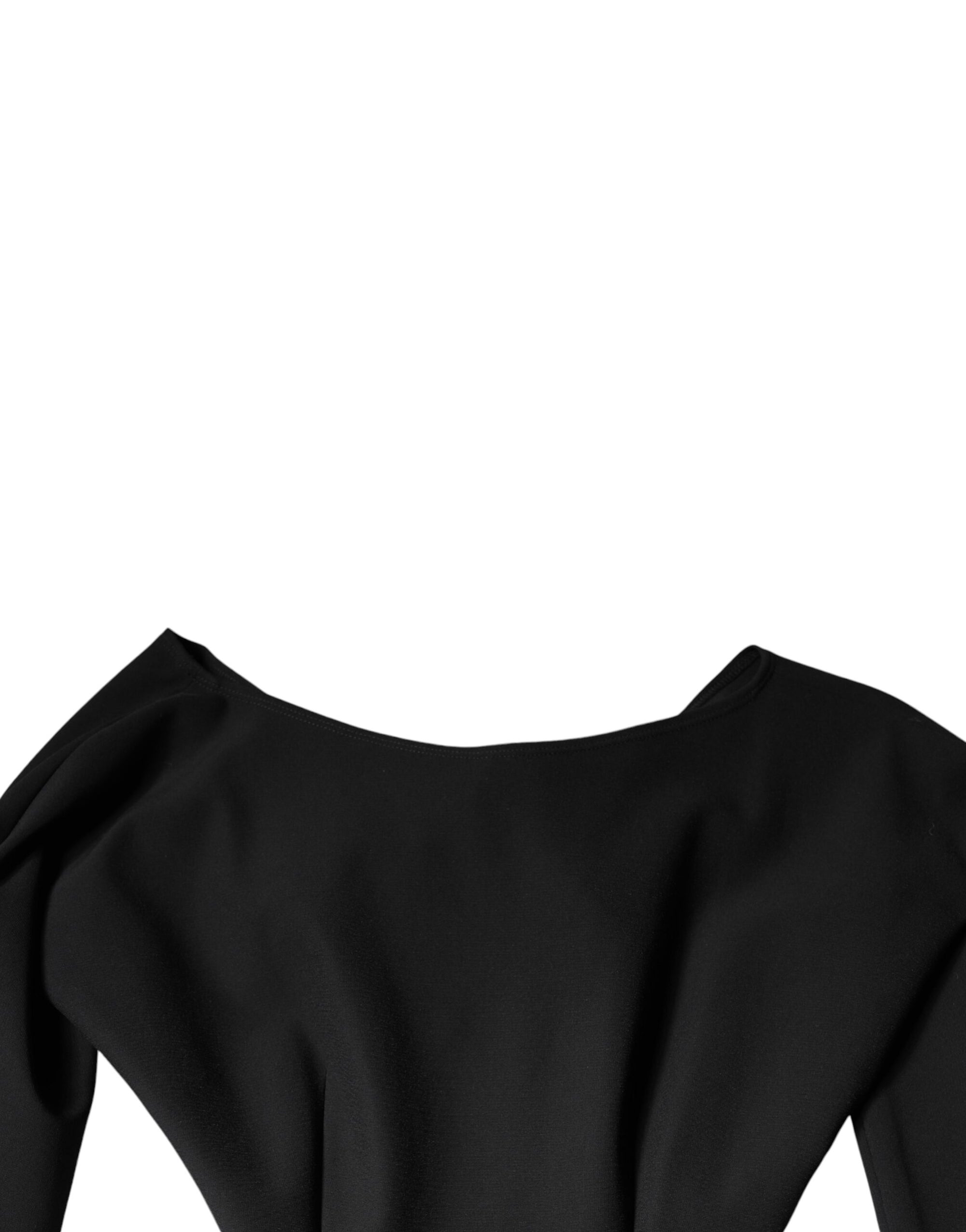 Dolce &amp; Gabbana Black Viscose Cut Out A-line Long Sleeves Mini Dress