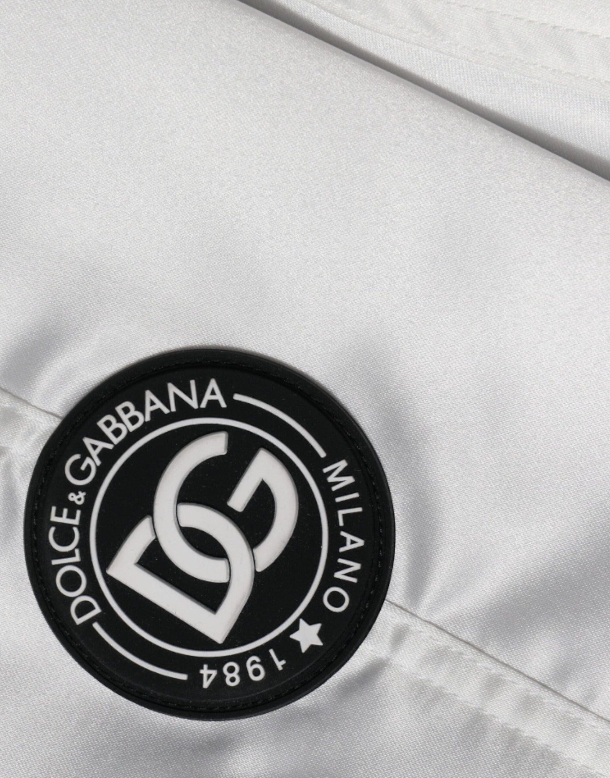 Dolce &amp; Gabbana White Polyester Logo Full Zip Bomber Jacket