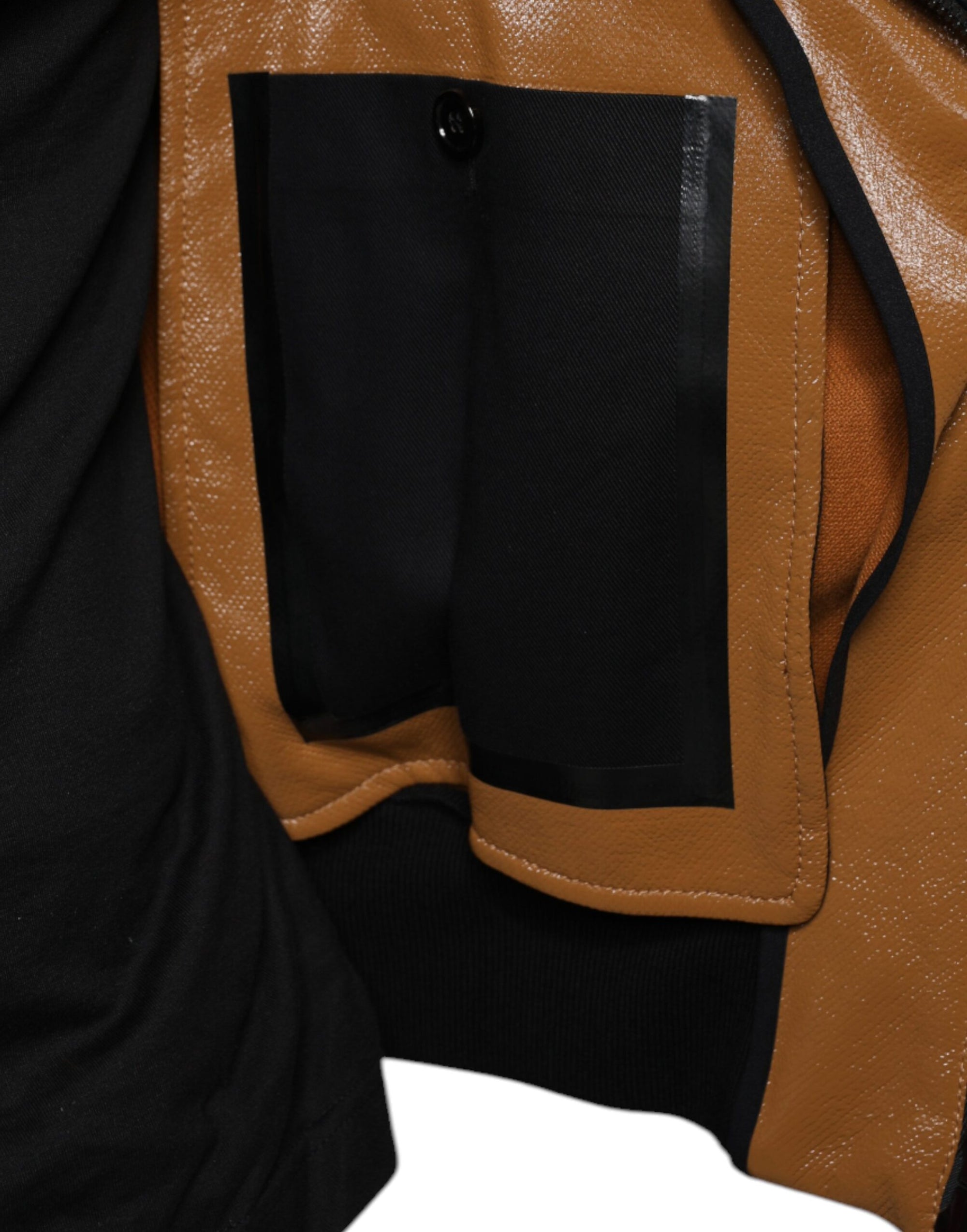 Dolce &amp; Gabbana Brown Leather Full Zip Men Bomber Jacket