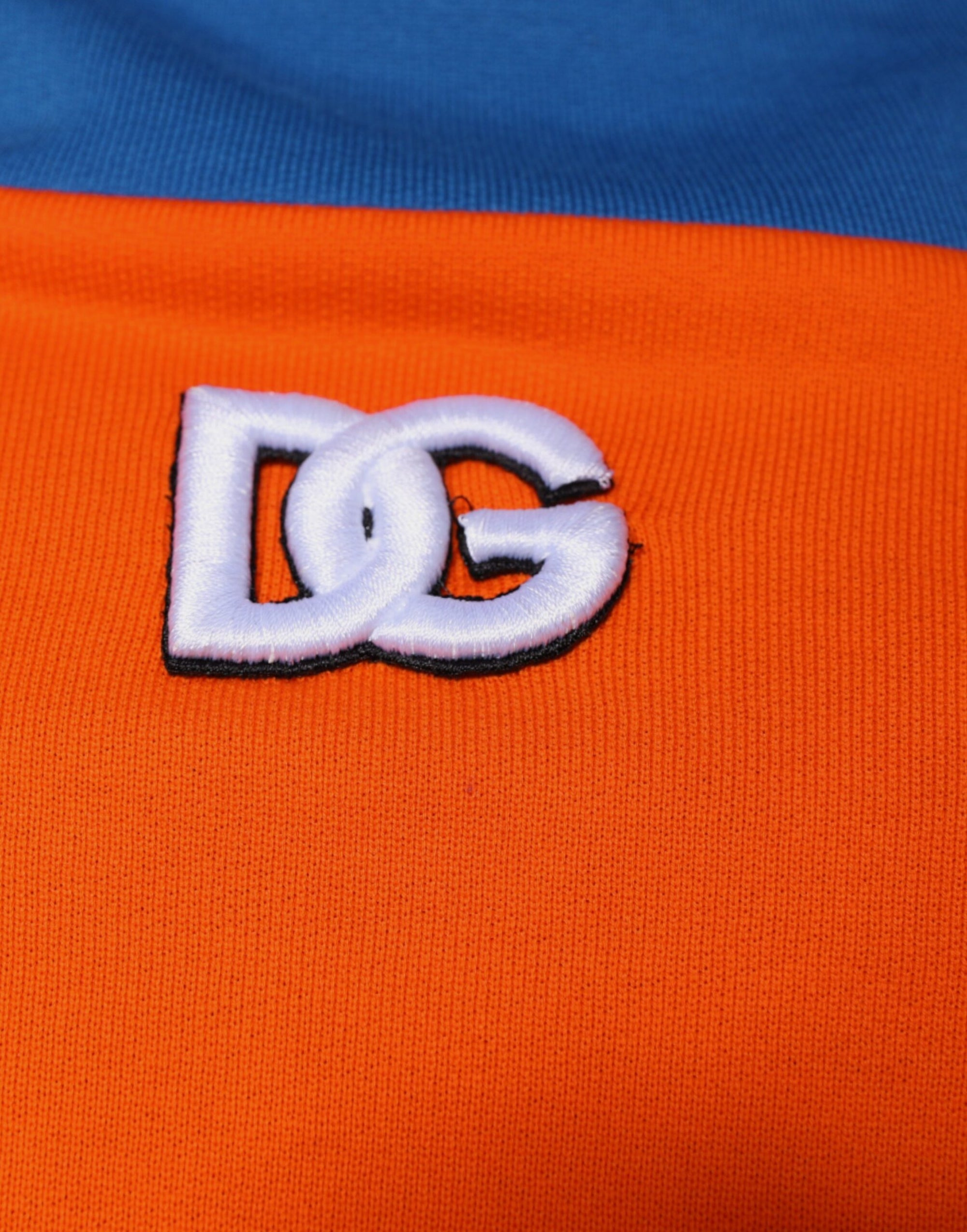 Dolce &amp; Gabbana Orange Blue Full Zip Jersey Bomber Jacket