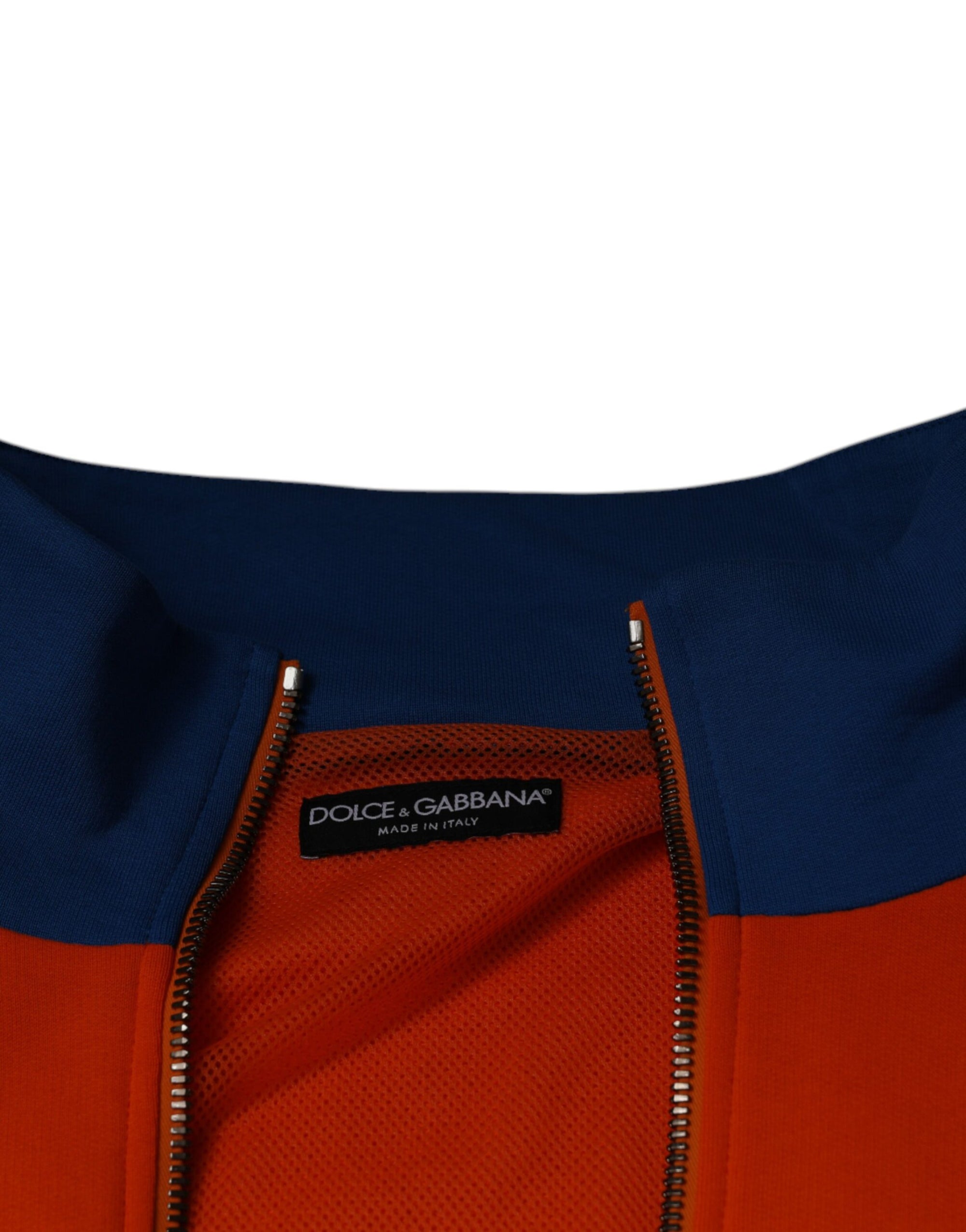 Dolce &amp; Gabbana Orange Blue Full Zip Jersey Bomber Jacket
