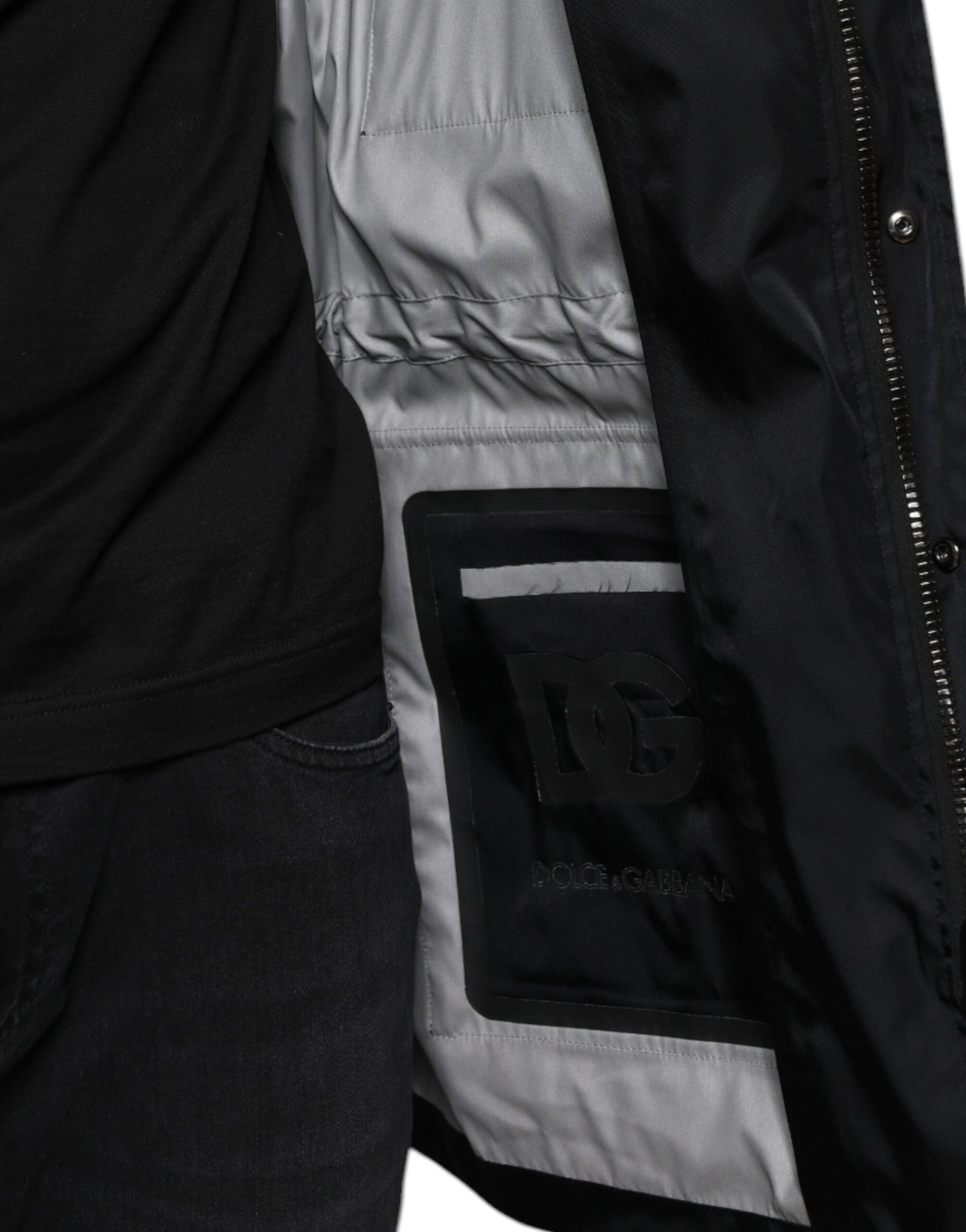 Dolce &amp; Gabbana Black Nylon Winter Men Parka Coat Jacket