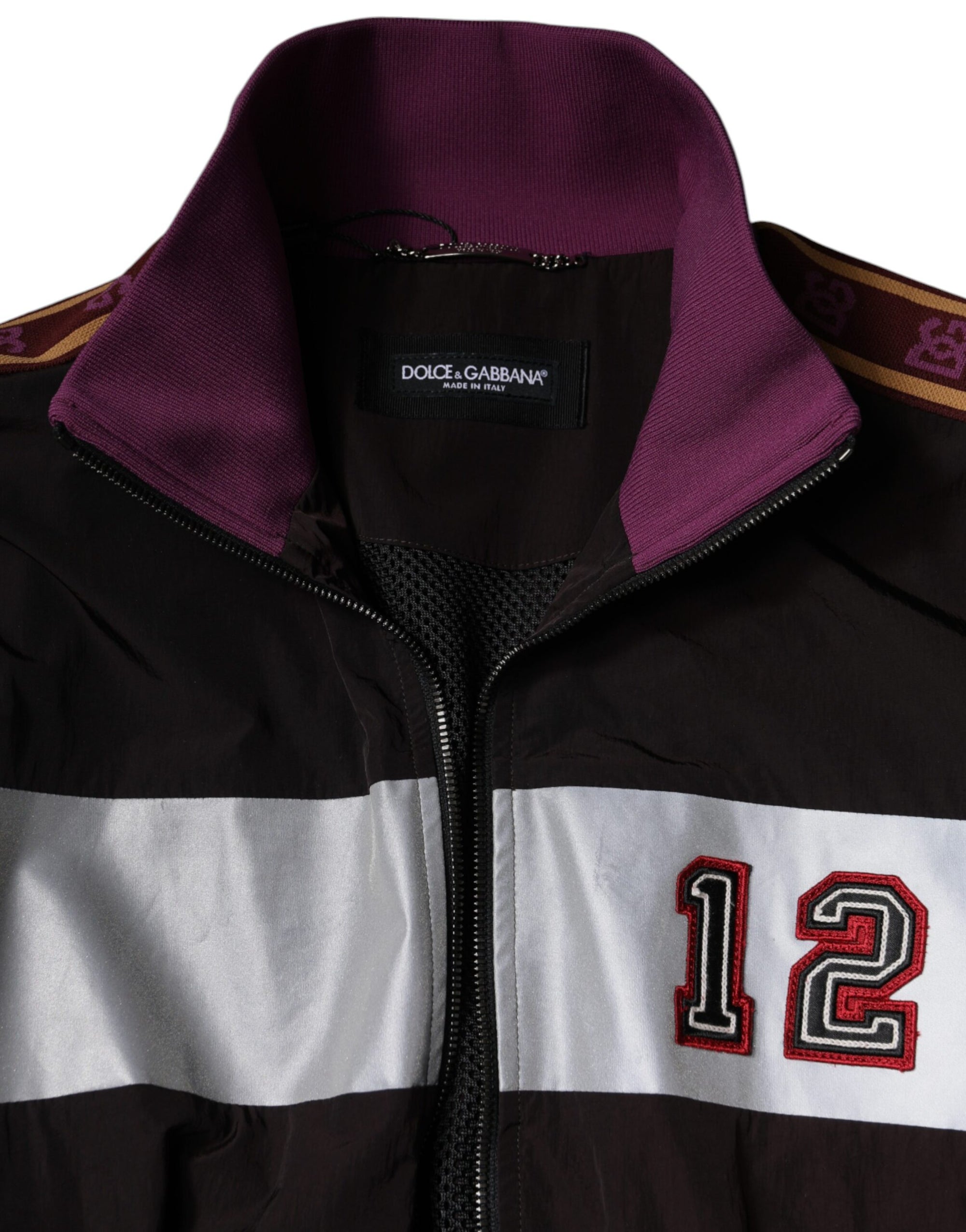Dolce &amp; Gabbana Multicolor Full Zip Jersey Men Bomber Jacket