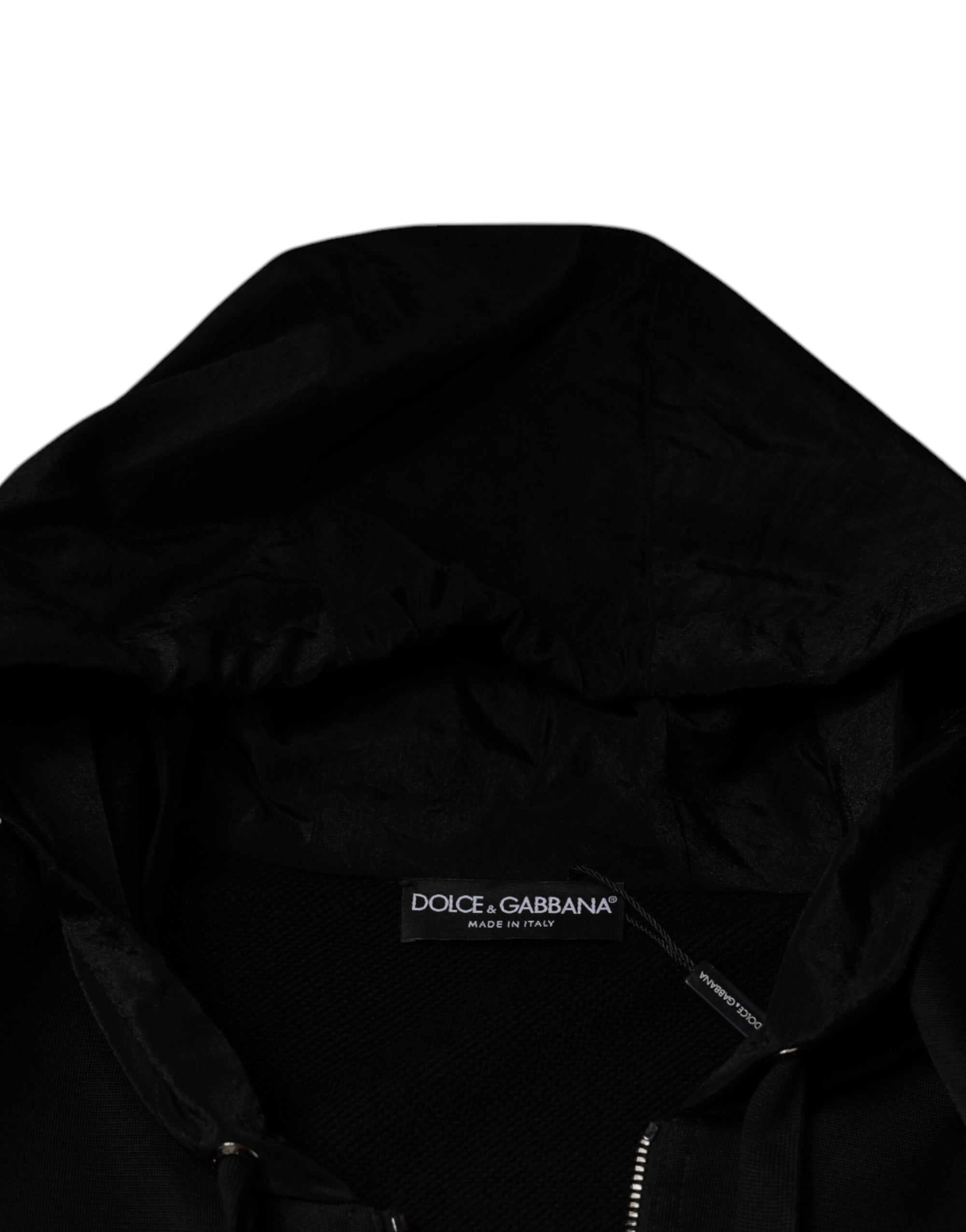 Dolce &amp; Gabbana Black Viscose Full Zip Hooded Bomber Jacket