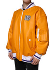 Dolce & Gabbana Orange White Full Zip Jersey Bomber Jacket