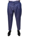 Dolce & Gabbana Blue Wool Tapered Formal Dress Pants