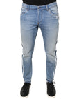 Dolce & Gabbana Blue Cotton Stretch Skinny Denim GOLD Jeans
