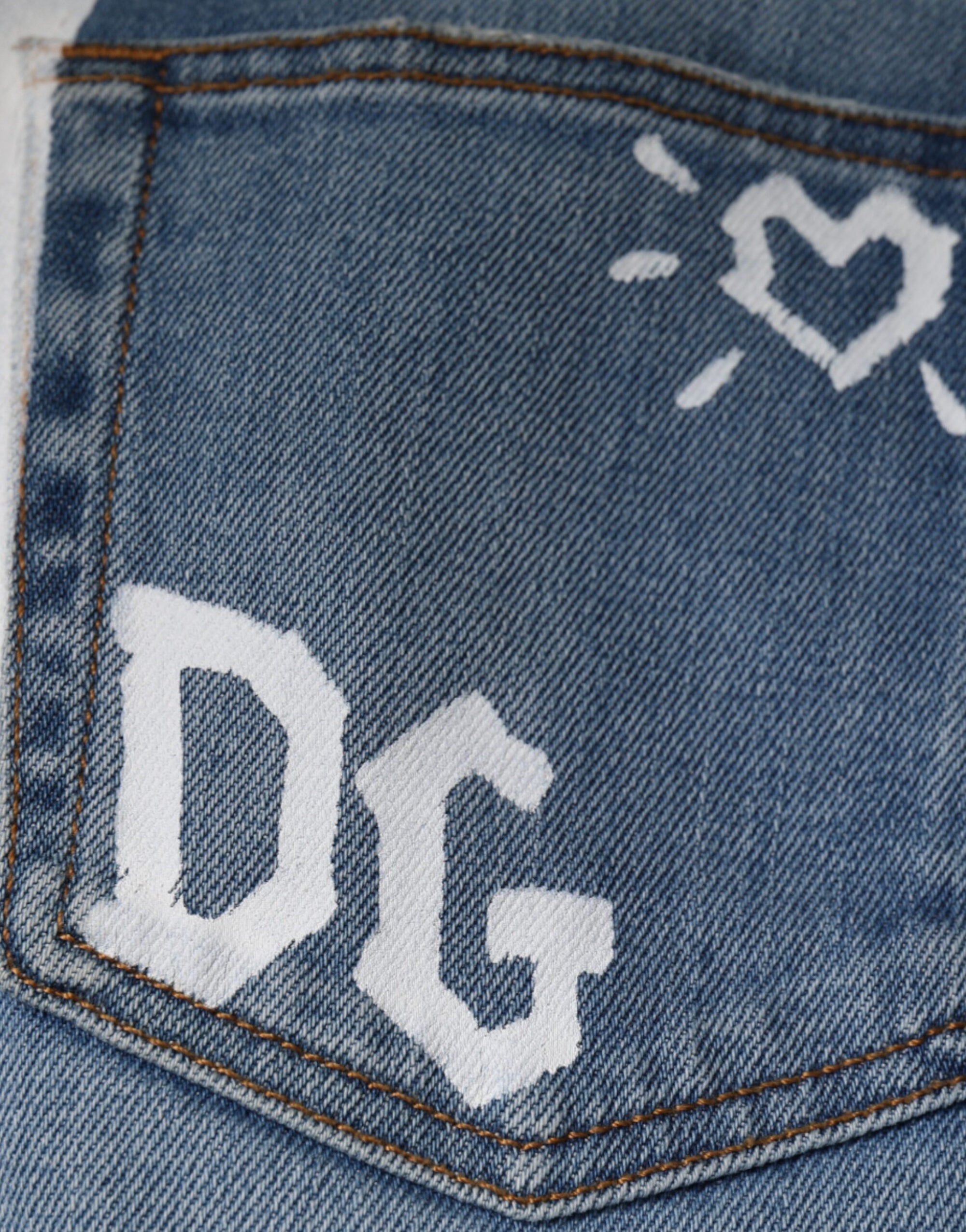 Dolce &amp; Gabbana Blue Cotton Stretch Skinny Denim GOLD Jeans