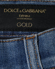 Dolce & Gabbana Blue Cotton Stretch Skinny Denim GOLD Jeans