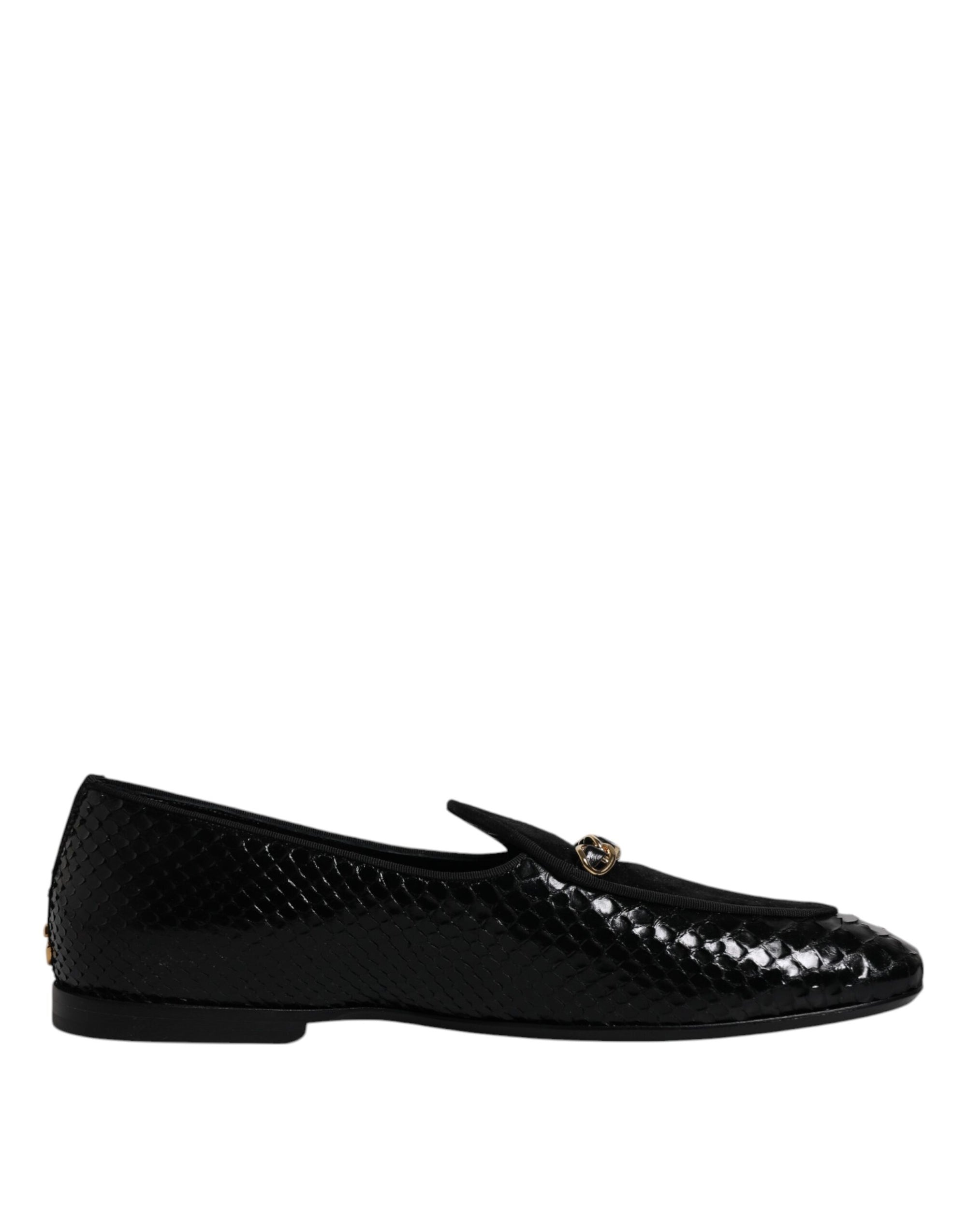 Dolce &amp; Gabbana Black Exotic Leather Loafers Men Dress Shoes