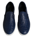 Dolce & Gabbana Blue Croc Exotic Leather Men Sneakers Shoes