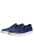 Dolce & Gabbana Blue Croc Exotic Leather Men Sneakers Shoes