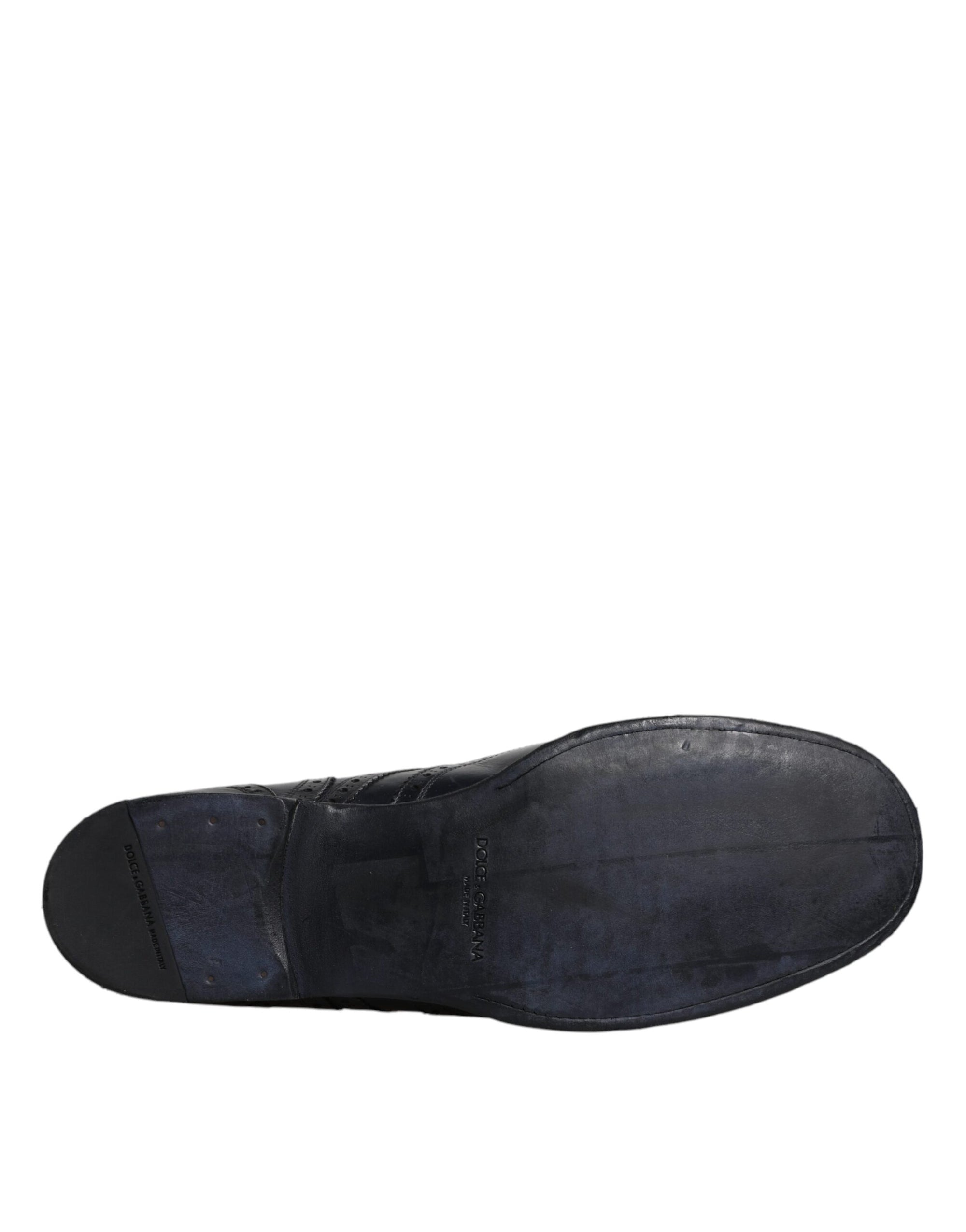 Dolce &amp; Gabbana Blue Leather Derby Wingtip Formal Shoes