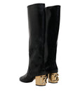 Dolce & Gabbana Black Patent Leather Vally High Boots Shoes