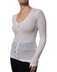 Dolce & Gabbana White Silk Button Down Cardigan Sweater