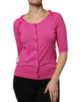 Dolce & Gabbana Pink Wool Button Down Cardigan Sweater