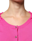Dolce & Gabbana Pink Wool Button Down Cardigan Sweater