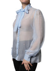 Dolce & Gabbana Blue Long Sleeve Button Down Blouse Top