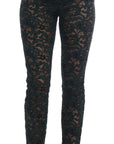 Dolce & Gabbana High Waist Floral Lace Slim Trousers