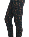 Dolce & Gabbana High Waist Floral Lace Slim Trousers