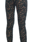 Dolce & Gabbana High Waist Floral Lace Slim Trousers