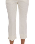 Dolce & Gabbana Elegant White Capri Pants - Cotton & Silk Blend