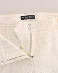 Dolce & Gabbana Elegant White Capri Pants - Cotton & Silk Blend
