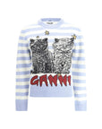 Ganni Striped maxi-print sweater