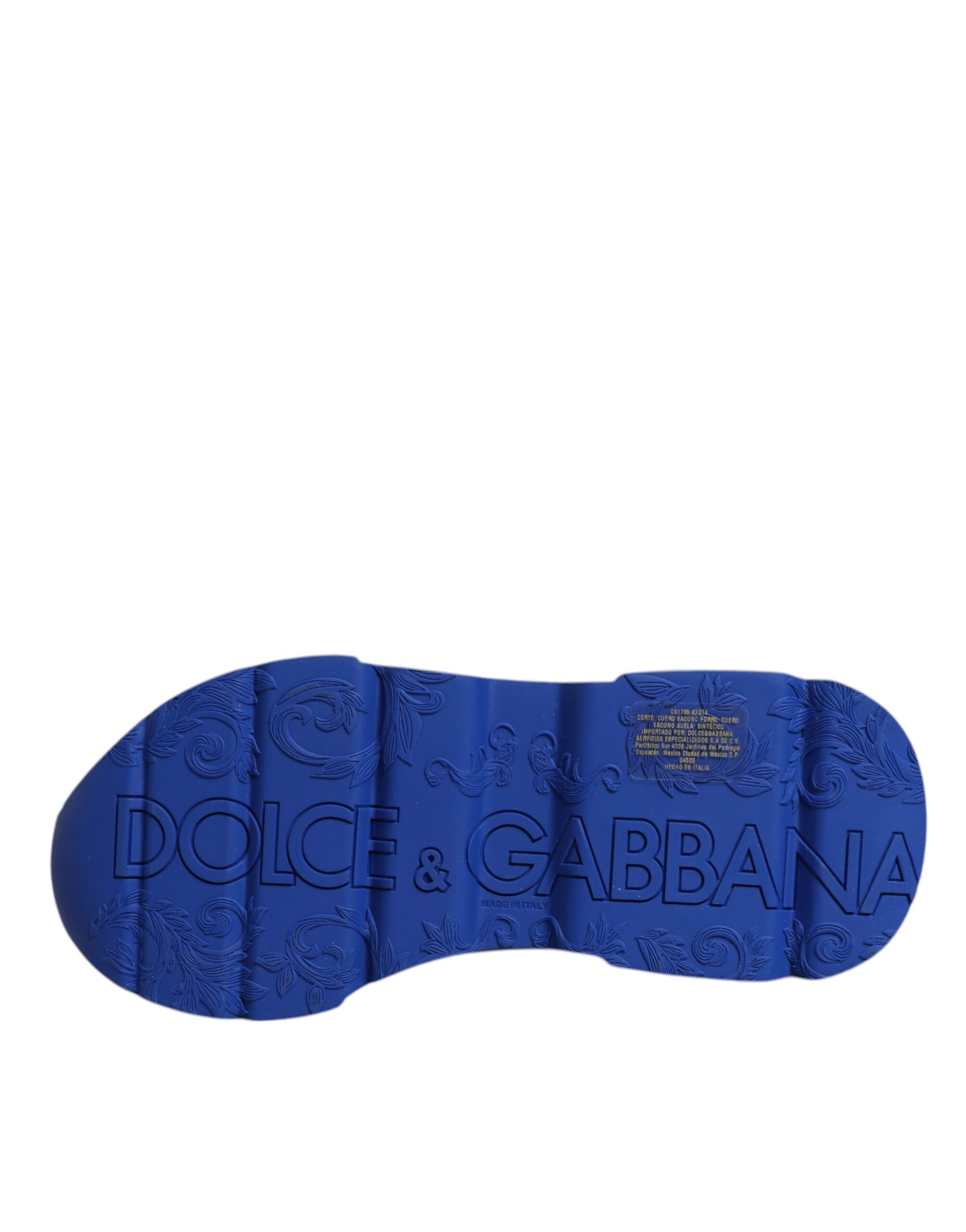 Dolce &amp; Gabbana Blue Leather Daymaster Low Top Sneakers Shoes