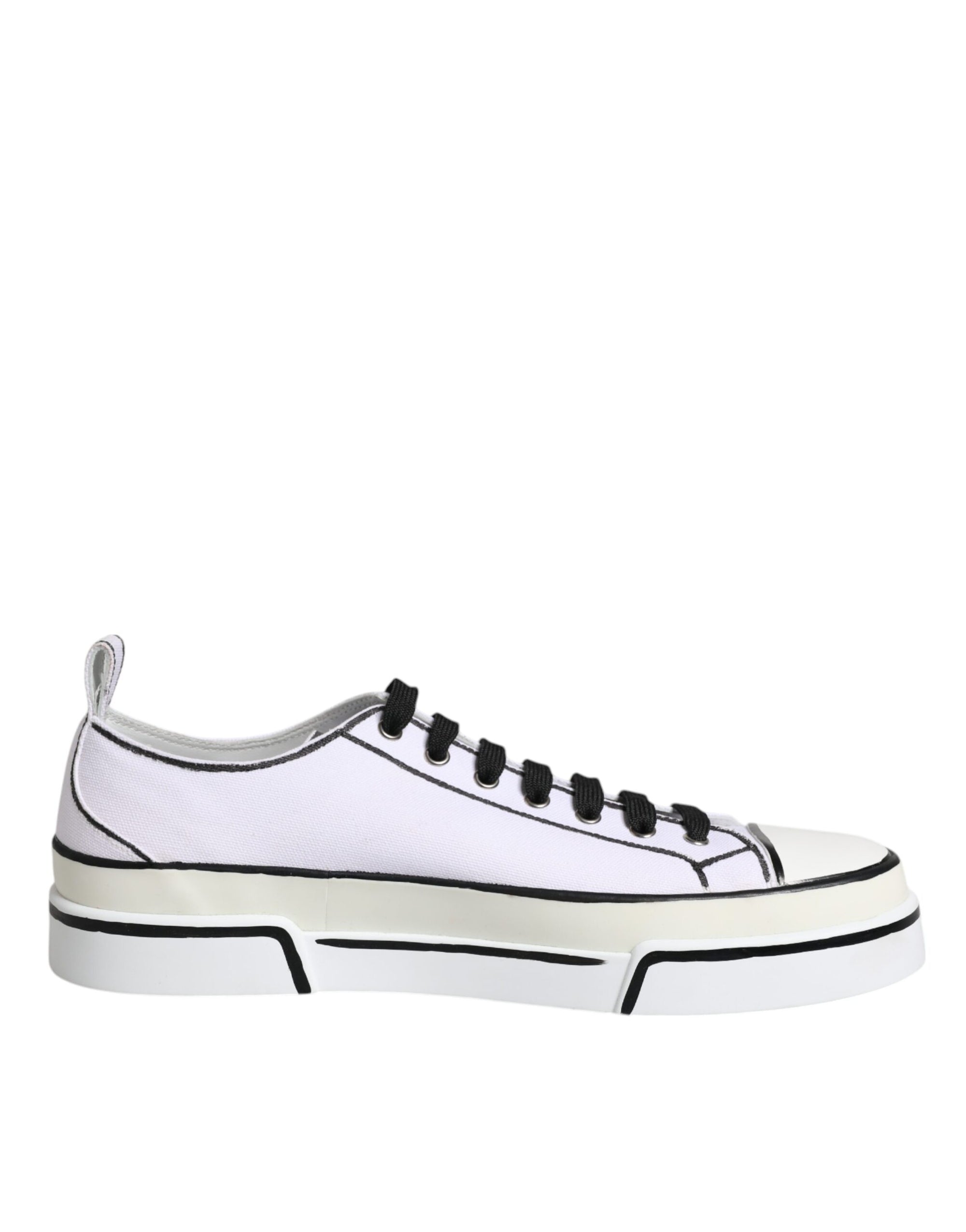 Dolce &amp; Gabbana White Logo Canvas Low Top Men Sneakers Shoes