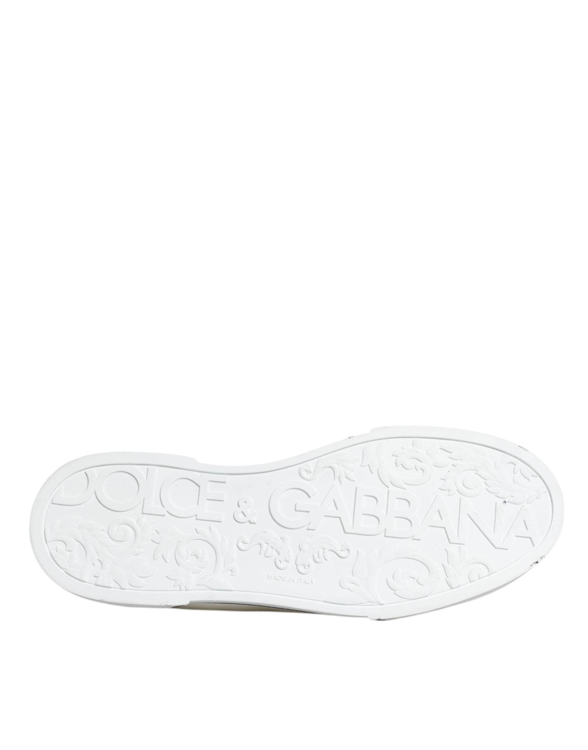 Dolce &amp; Gabbana White Logo Canvas Low Top Men Sneakers Shoes