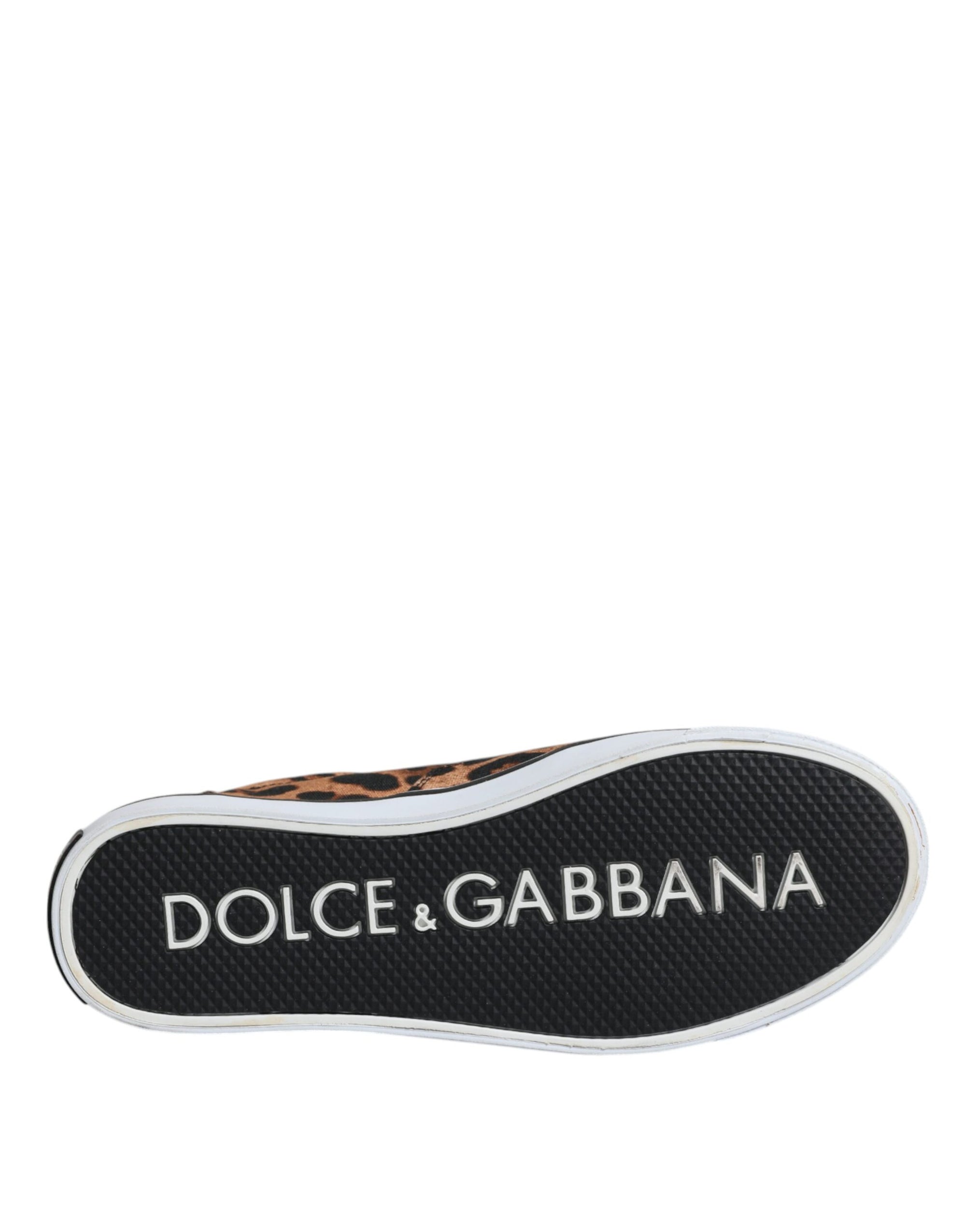 Dolce &amp; Gabbana Brown Leopard Logo Print Cotton Sneakers Shoes
