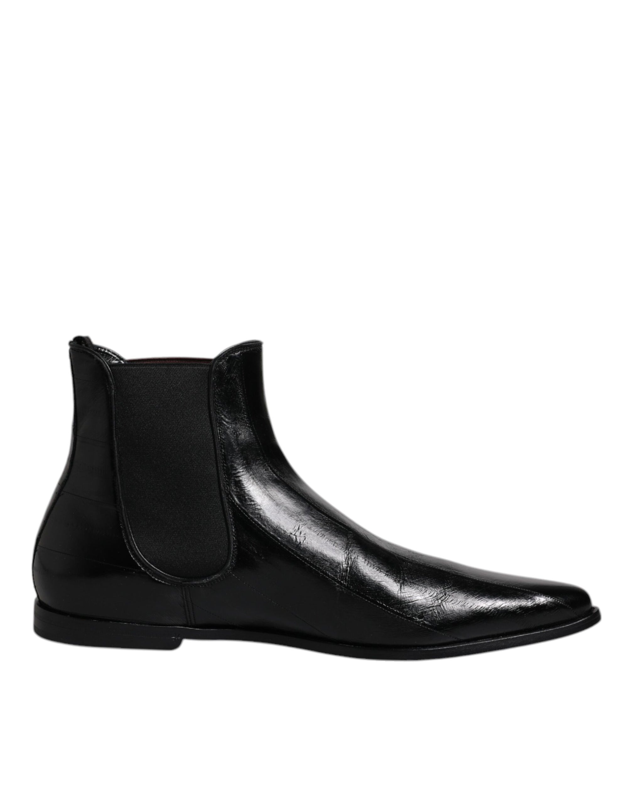 Dolce &amp; Gabbana Black Leather Chelsea Men Ankle Boots Shoes