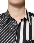 Dolce & Gabbana Black White Striped Button Down Casual Shirt