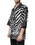 Dolce & Gabbana Black White Zebra Button Down Oversize Shirt