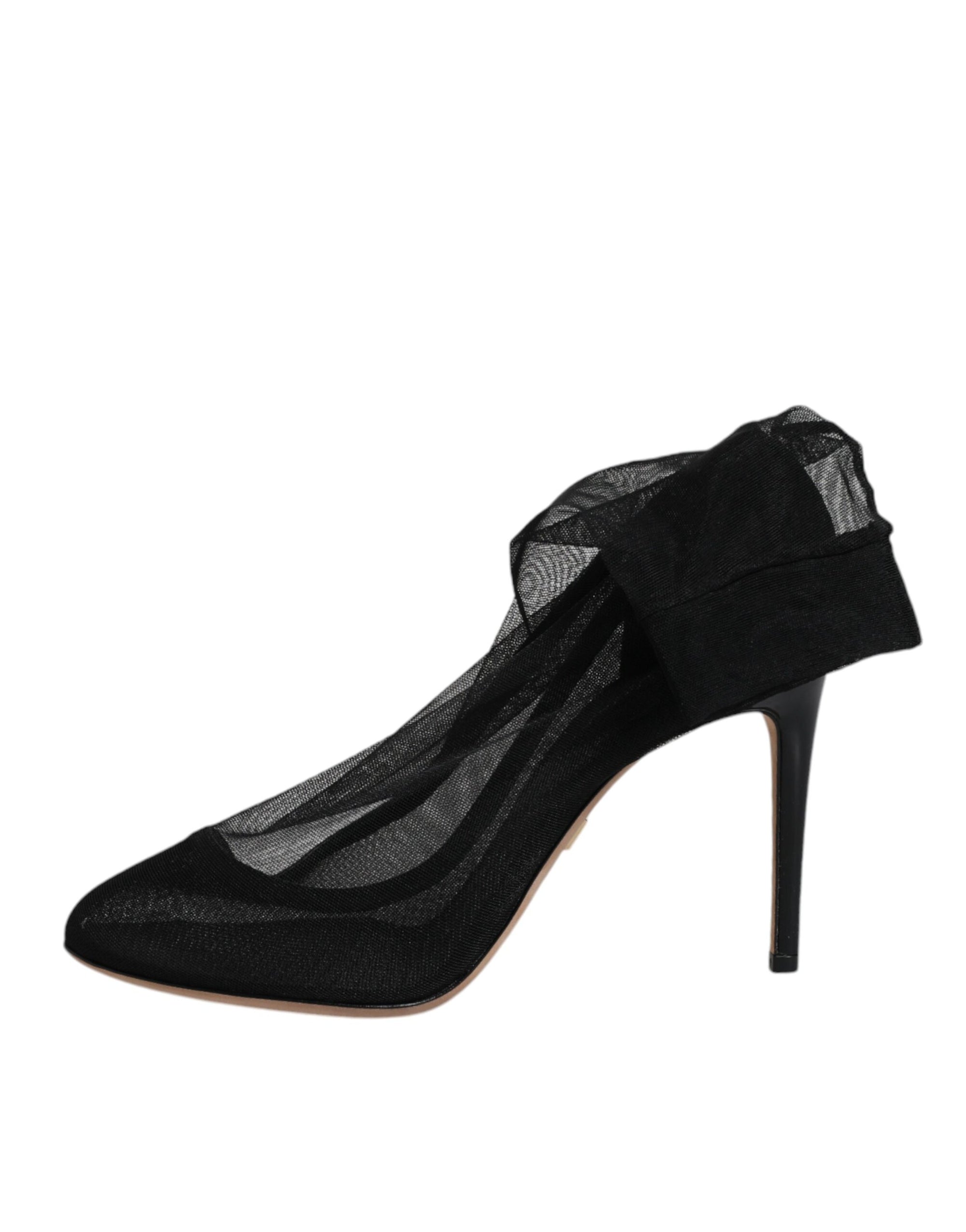 Dolce &amp; Gabbana Black Nylon Stretch Mesh Sock Boots Shoes