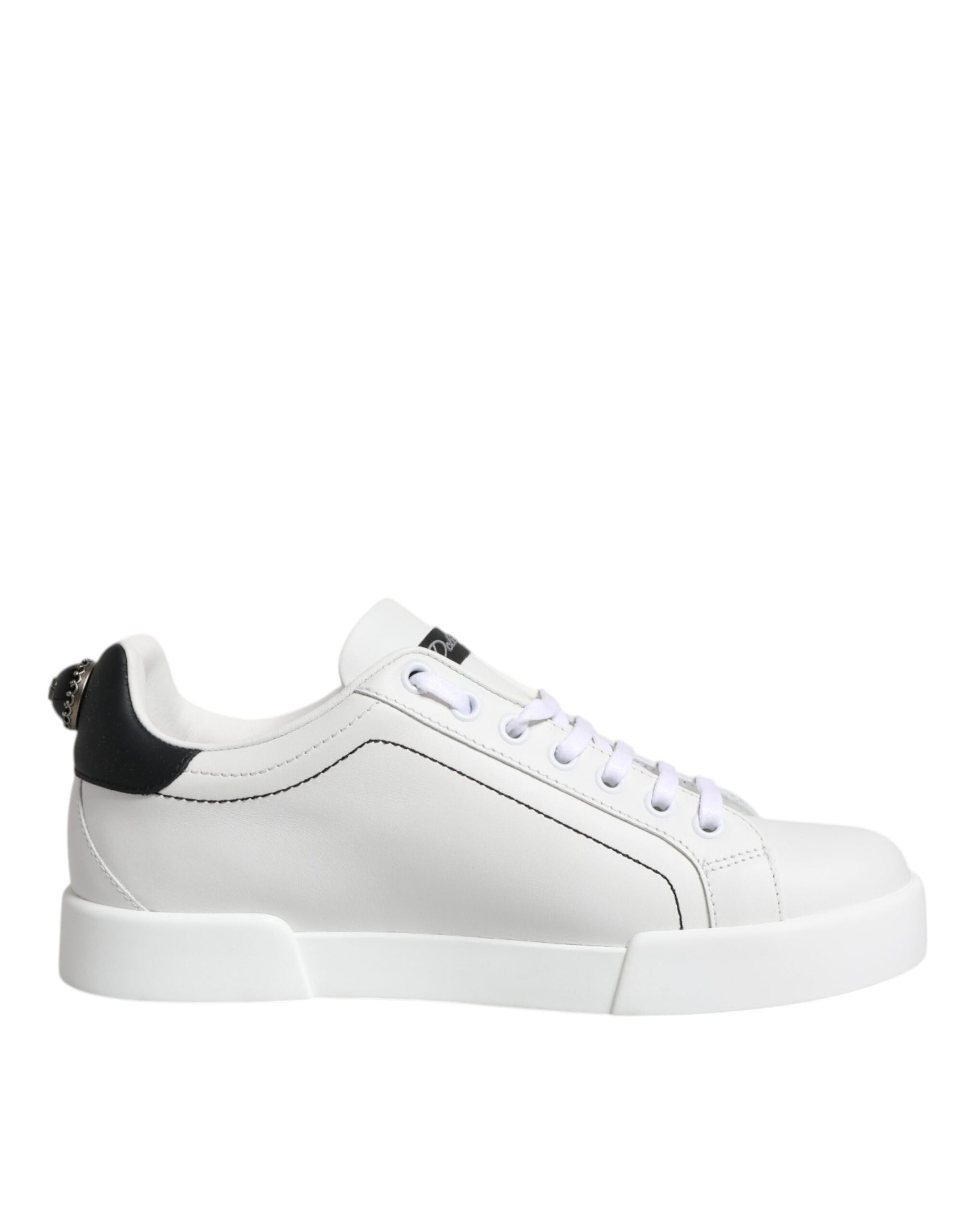 Dolce &amp; Gabbana White Black Portofino Low Top Sneakers Shoes