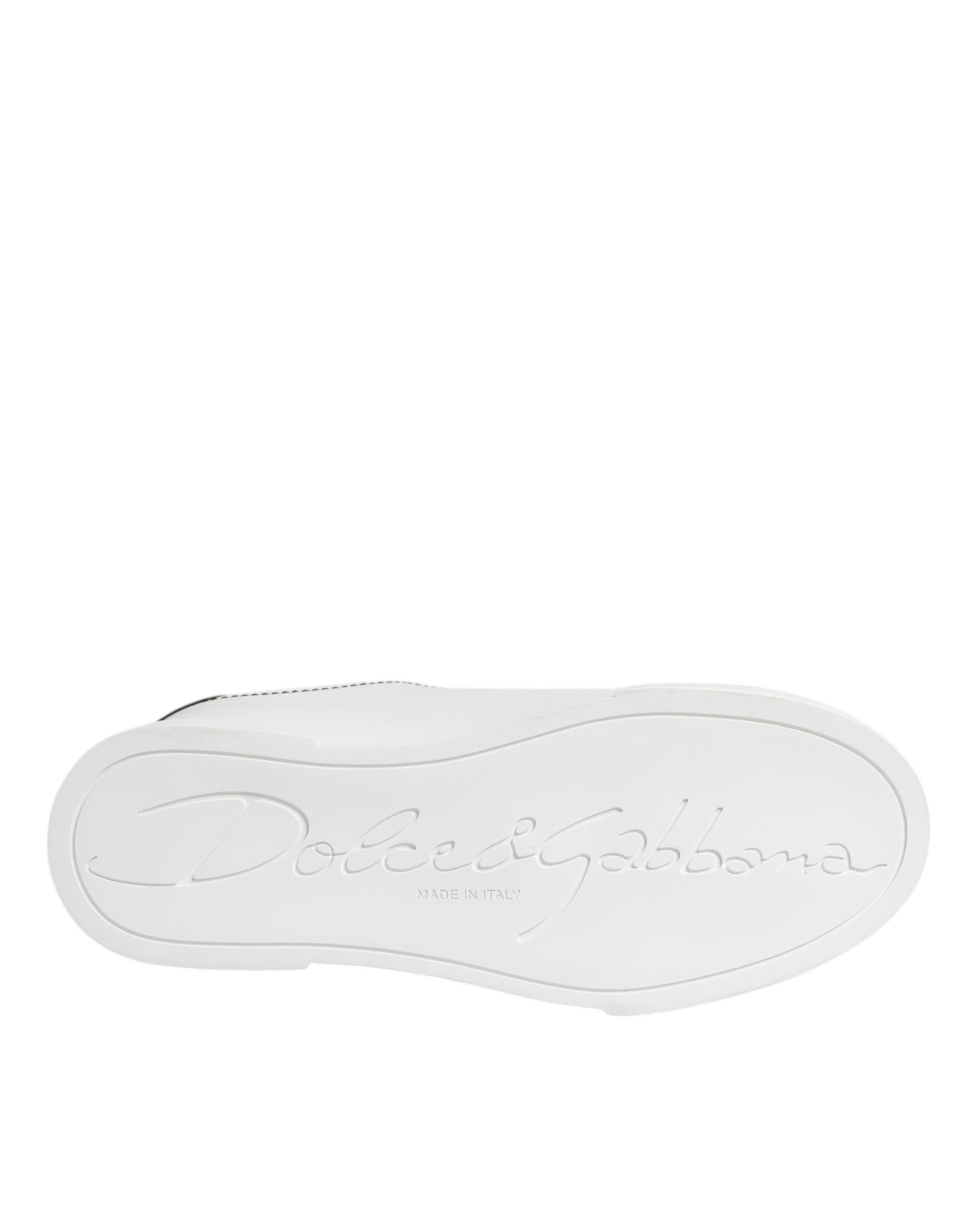 Dolce &amp; Gabbana White Black Portofino Low Top Sneakers Shoes