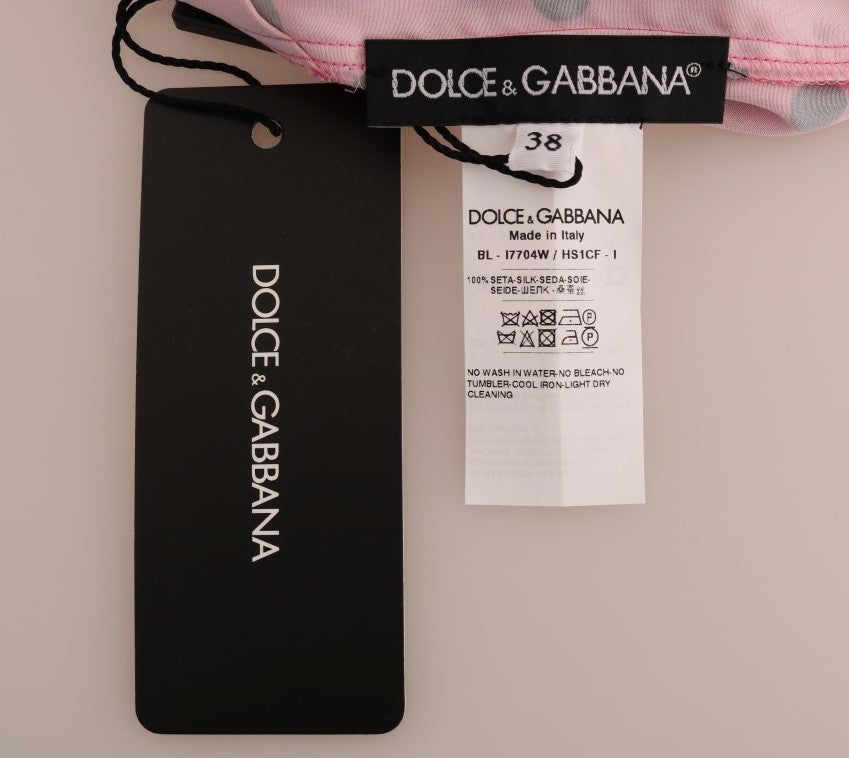 Dolce &amp; Gabbana Chic Pink Polka Dotted Silk Blouse