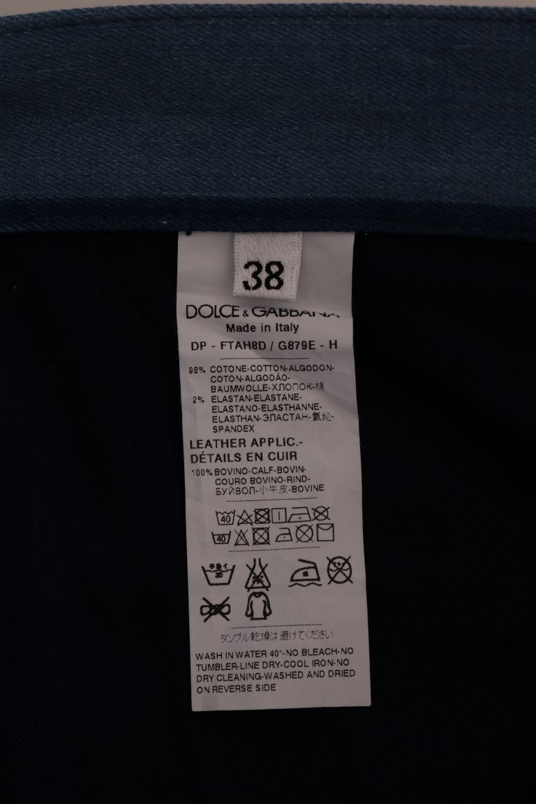 Dolce &amp; Gabbana Chic Blue Striped Slim Fit Girly Jeans