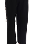 Dolce & Gabbana Elegant High-Waist Ankle Pants with Gold Detailing