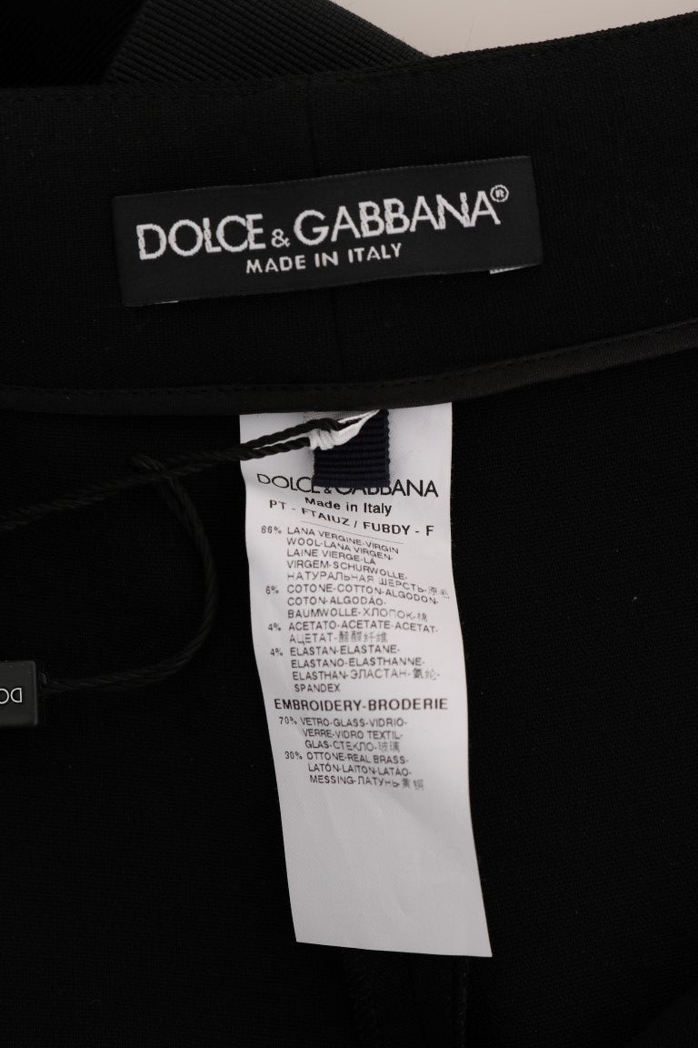 Dolce &amp; Gabbana Elegant High-Waist Ankle Pants with Gold Detailing