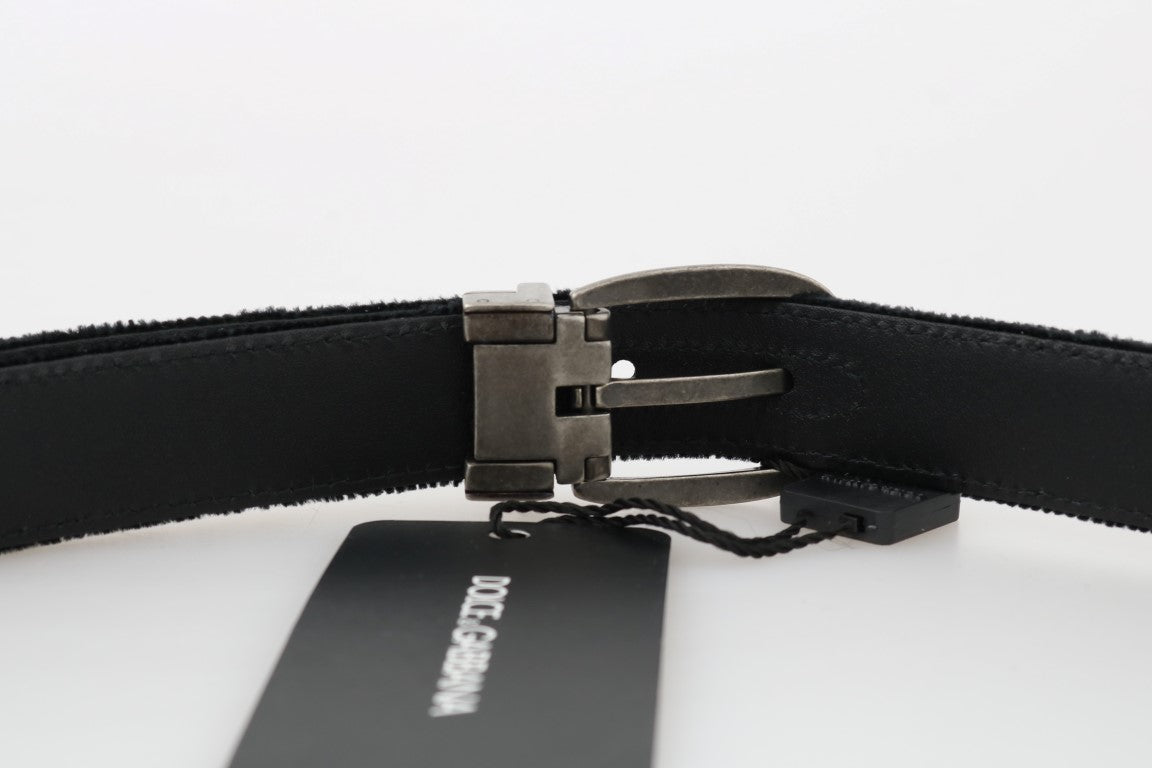 Dolce &amp; Gabbana Elegant Black Cotton-Leather Men&#39;s Belt